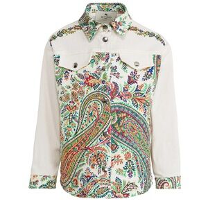 Etro Kids Paisley-Printed Long Sleeved Denim Jacket